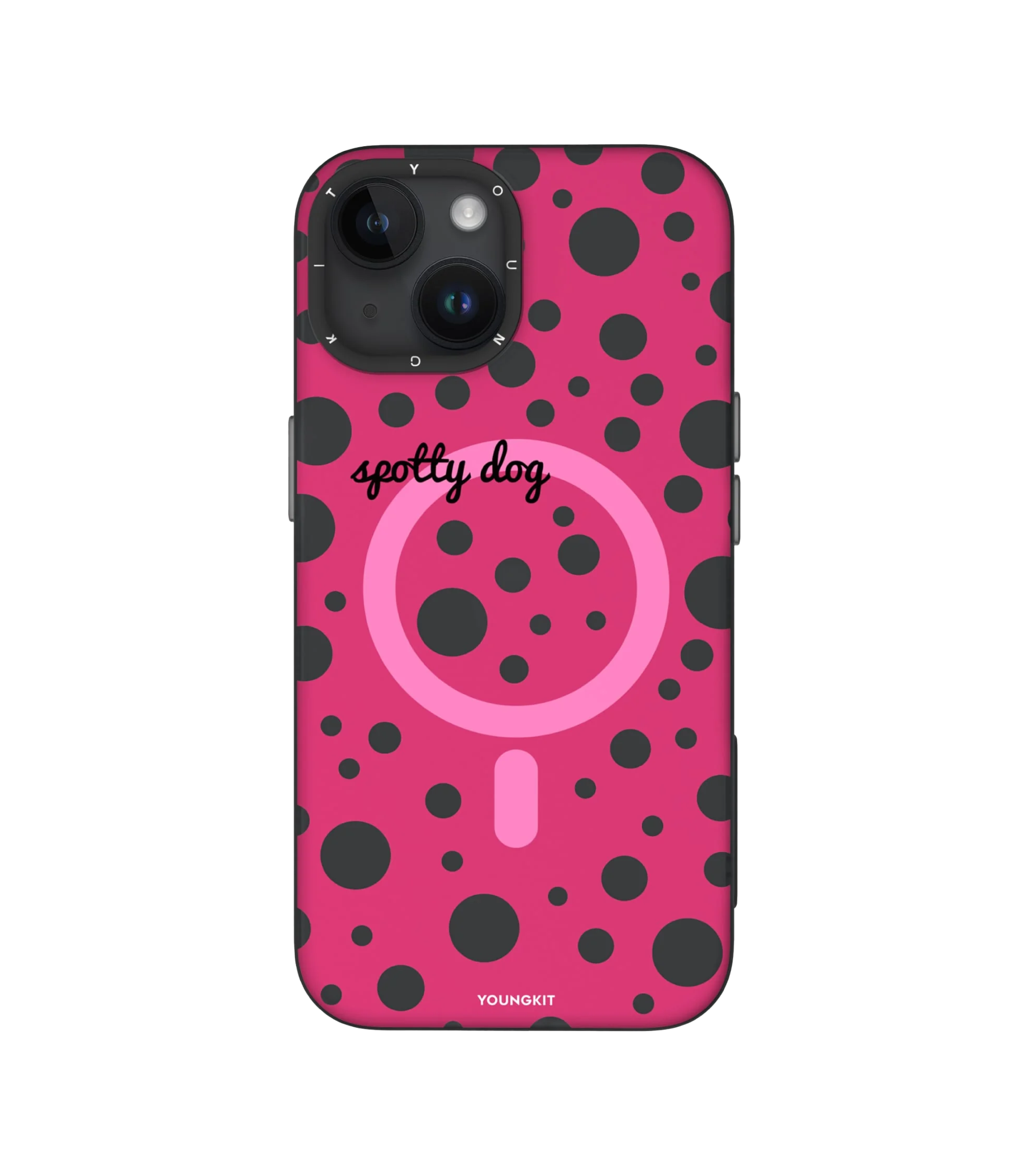 Youngkit Polka Dots iPhone 13 / 14 uyumlu Magsafe Kılıf Pembe
